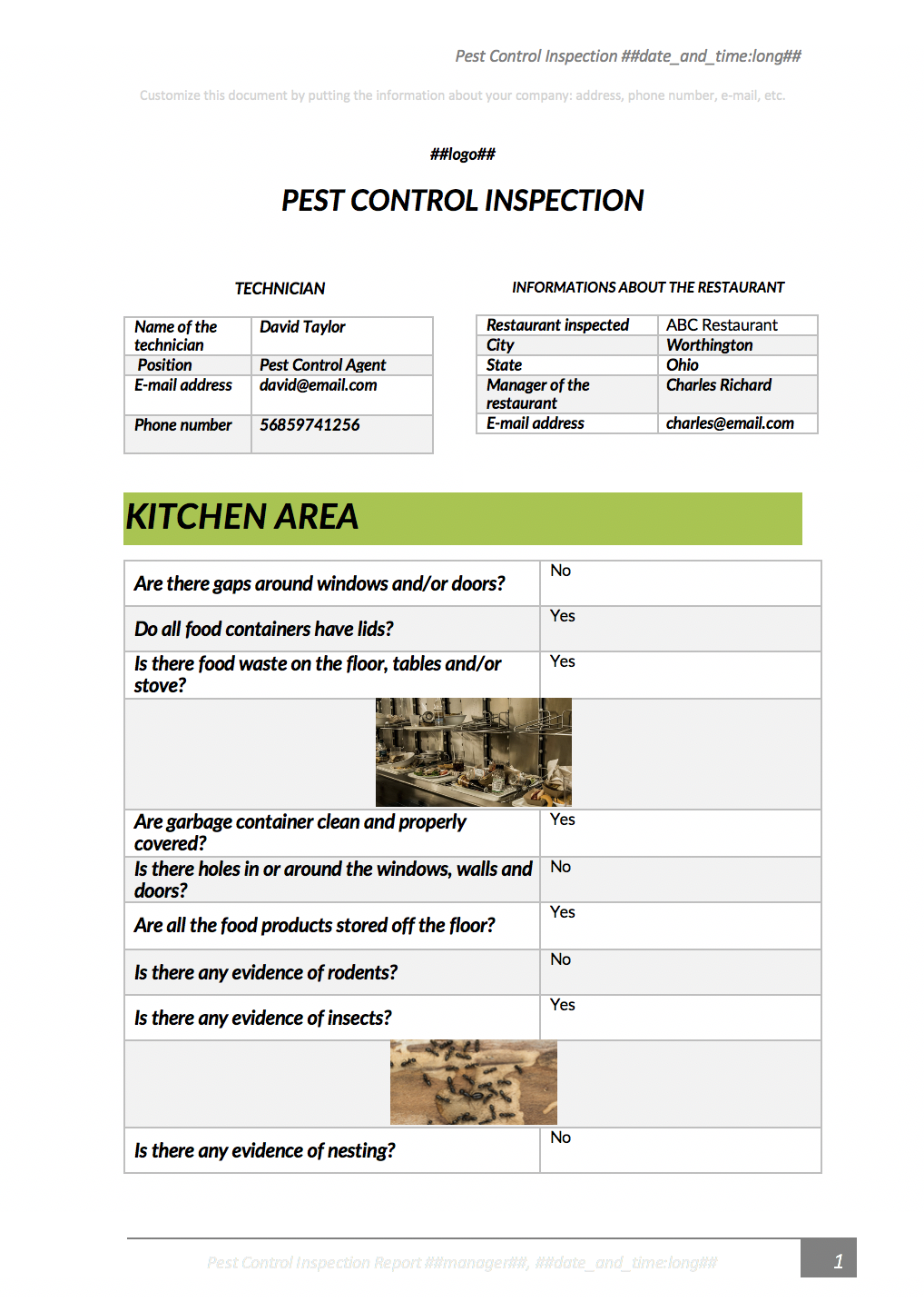 Detail Pest Control Schedule Template Nomer 20