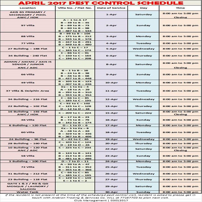 Detail Pest Control Schedule Template Nomer 32