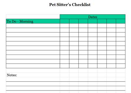 Detail Pet Sitter Checklist Template Free Nomer 16