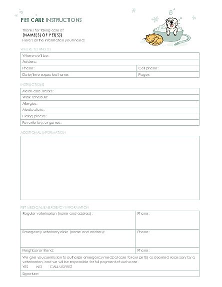 Detail Pet Sitter Checklist Template Free Nomer 3