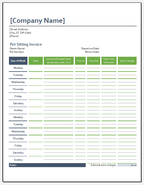 Detail Pet Sitter Checklist Template Free Nomer 21