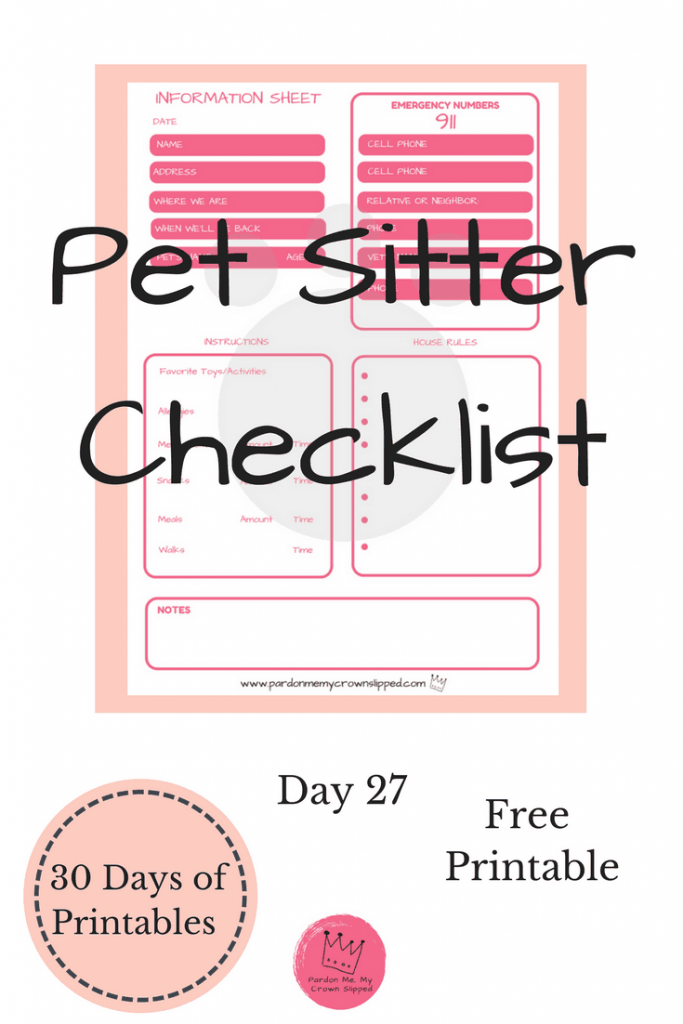 Detail Pet Sitter Checklist Template Free Nomer 31