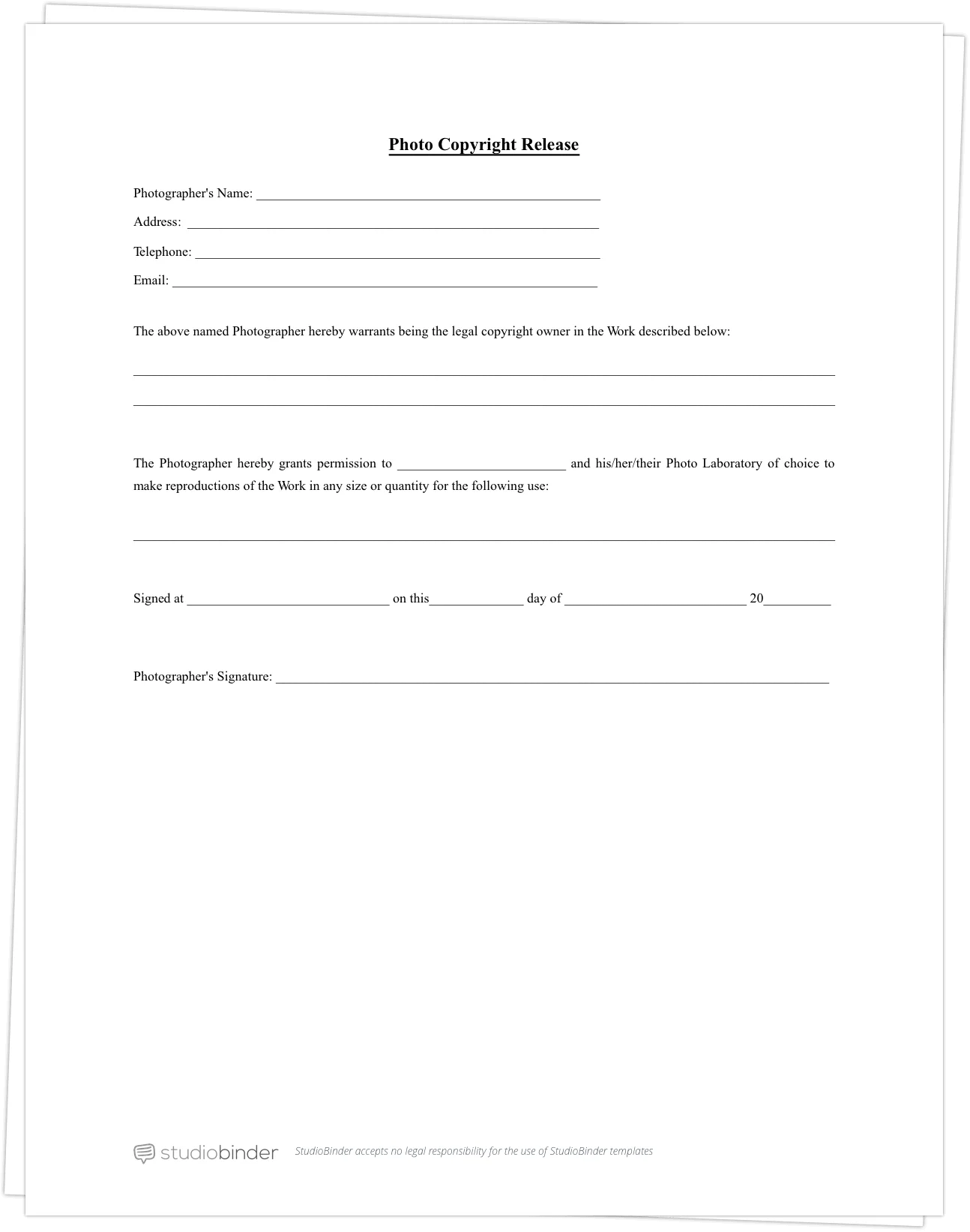 Detail Photo Print Release Form Template Nomer 16