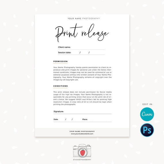 Detail Photo Print Release Form Template Nomer 3