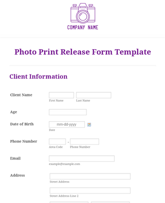 Detail Photo Print Release Form Template Nomer 33