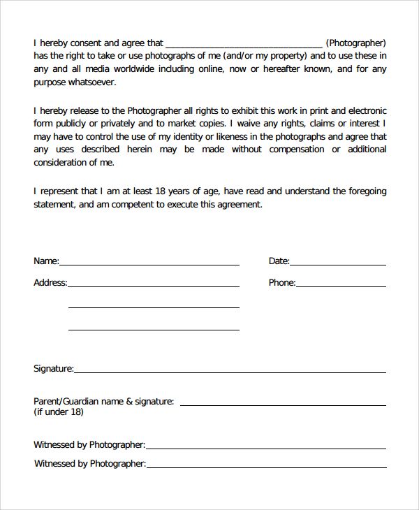 Detail Photo Print Release Form Template Nomer 51