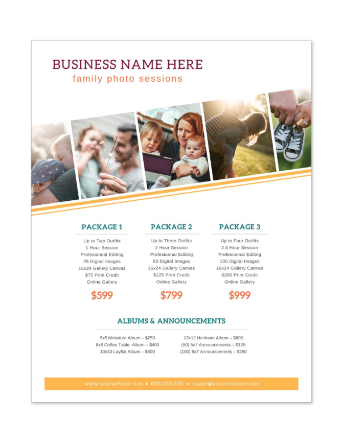 Detail Photography Price List Template Free Download Nomer 2