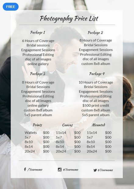 Detail Photography Price List Template Free Download Nomer 7