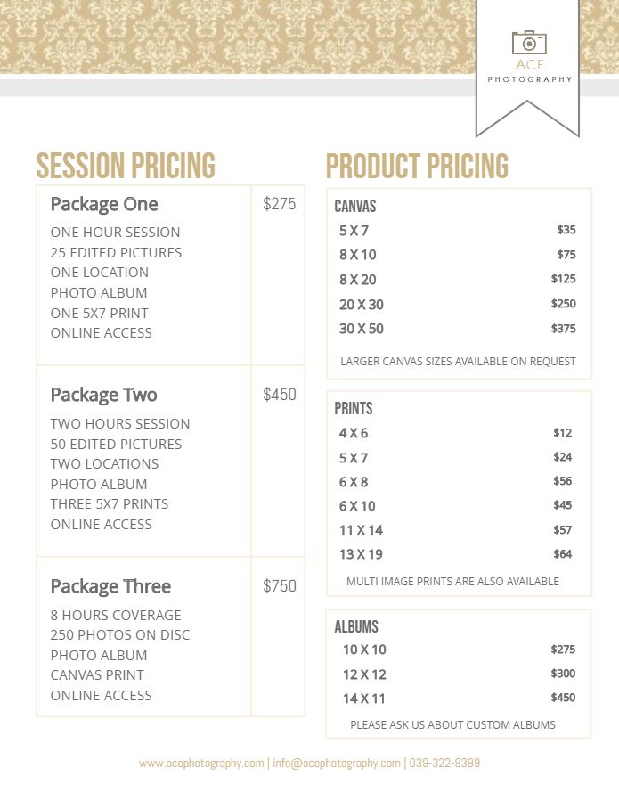 Detail Photography Price List Template Psd Free Nomer 29