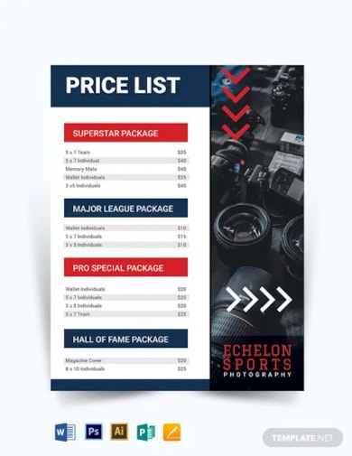 Detail Photography Price List Template Psd Free Nomer 35