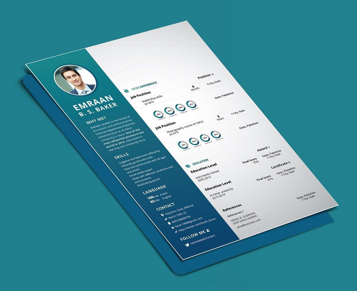 Detail Photoshop Resume Template Nomer 23