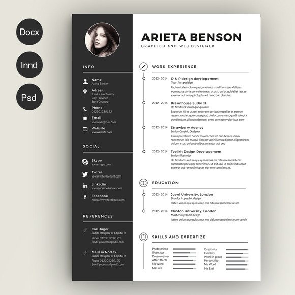 Detail Photoshop Resume Template Nomer 34