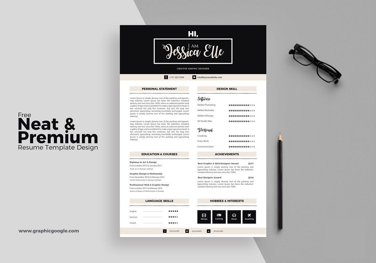 Detail Photoshop Resume Template Nomer 45