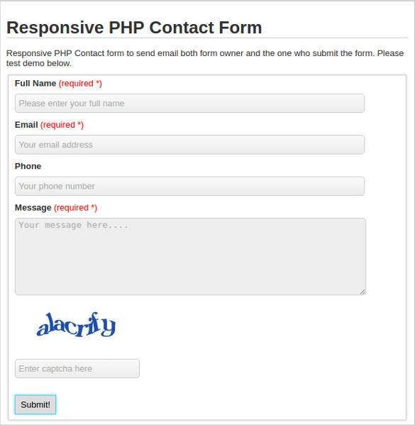 Detail Php Contact Form Template Free Download Nomer 26