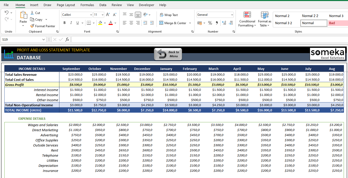 Detail Pl Spreadsheet Template Nomer 14