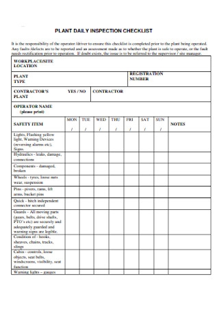 Detail Plant Checklist Template Nomer 19