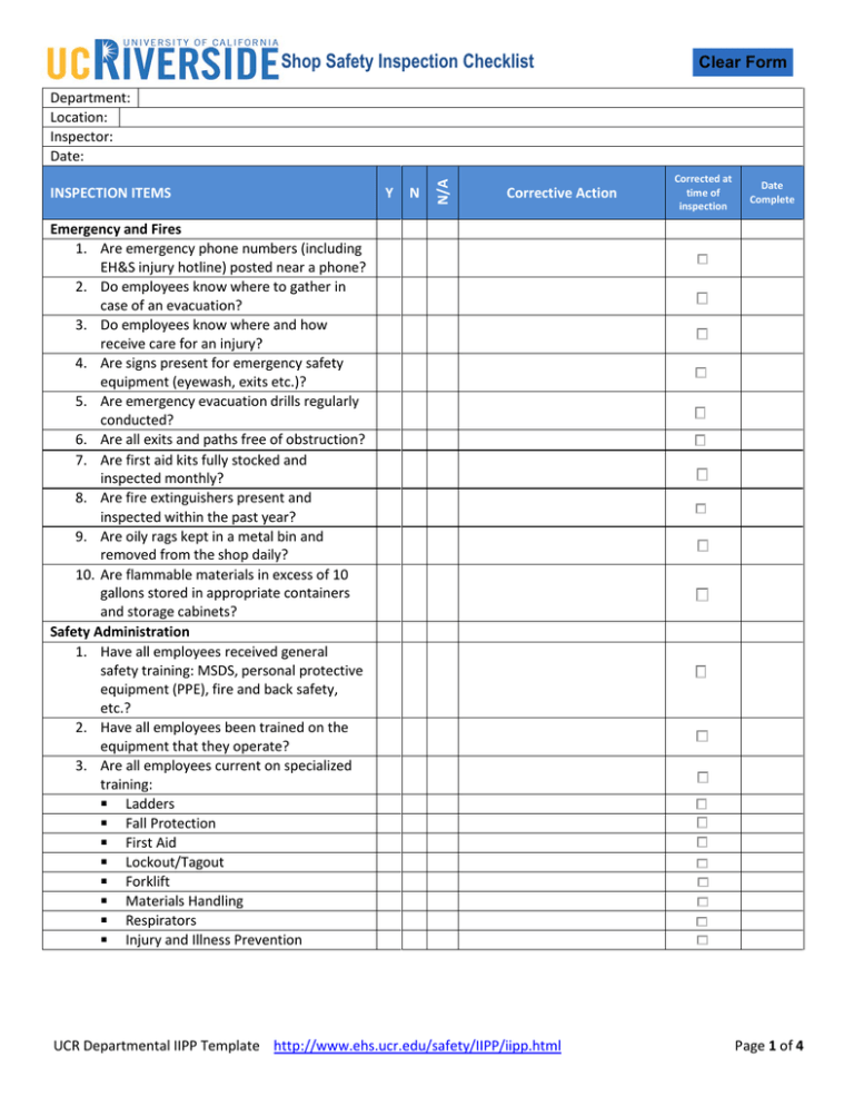 Detail Plant Checklist Template Nomer 43