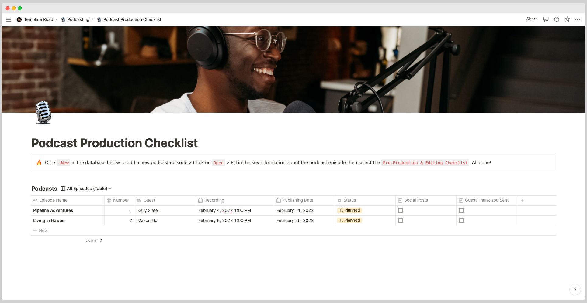 Detail Podcast Production Template Nomer 15
