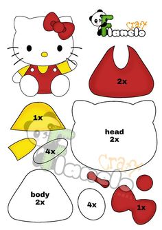Detail Pola Hello Kitty Flanel Nomer 6