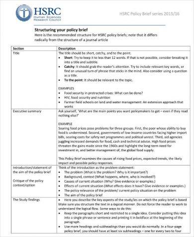 Detail Policy Brief Template Nomer 37