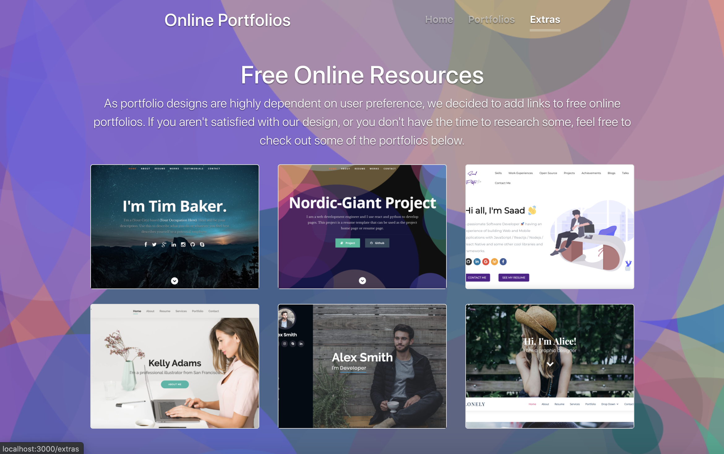 Detail Portfolio React Template Nomer 15