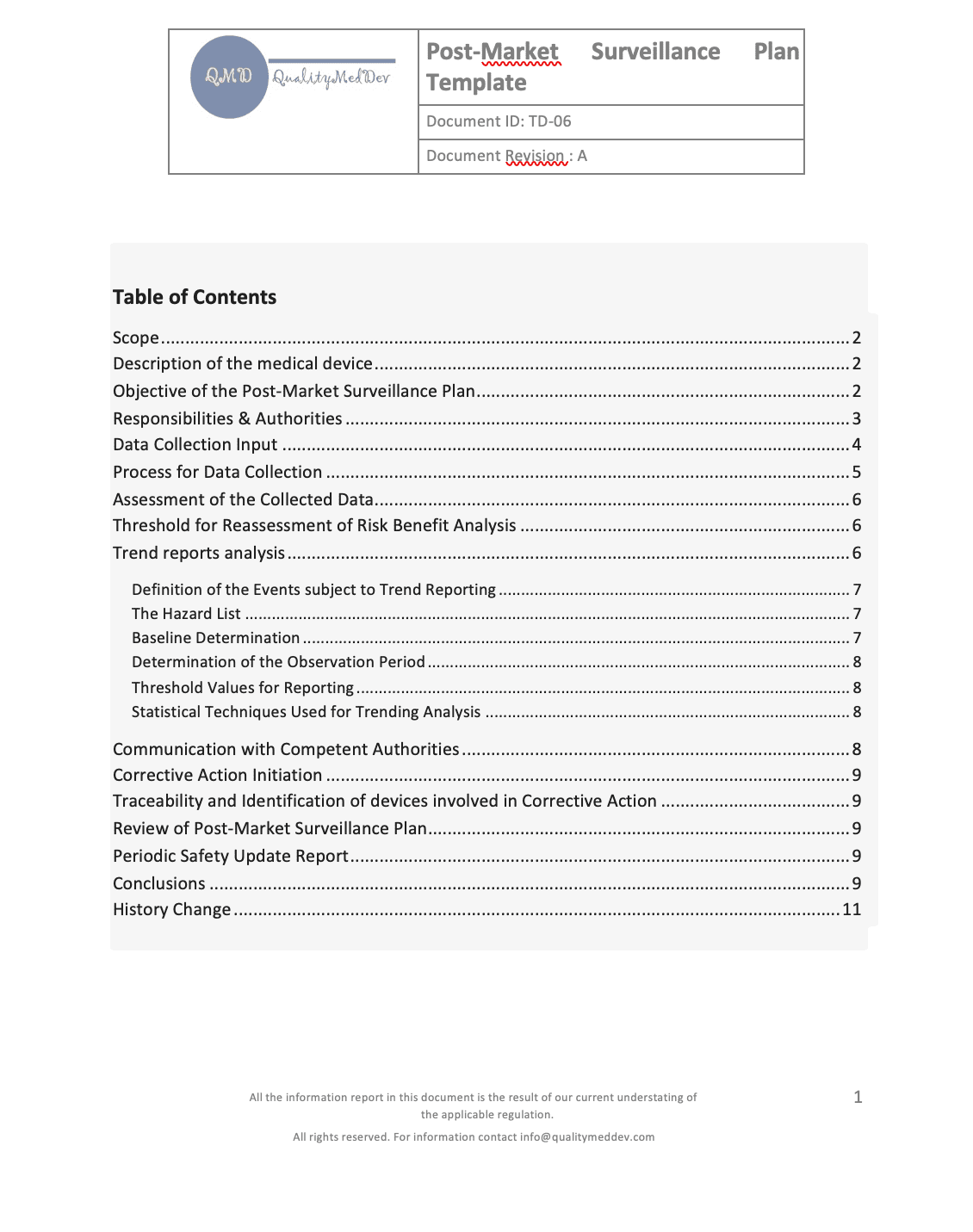 Detail Post Market Surveillance Plan Template Nomer 2