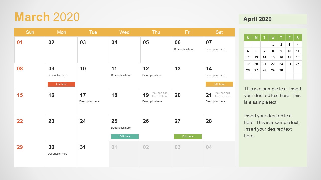 Detail Powerpoint Calendar Template Free Nomer 12