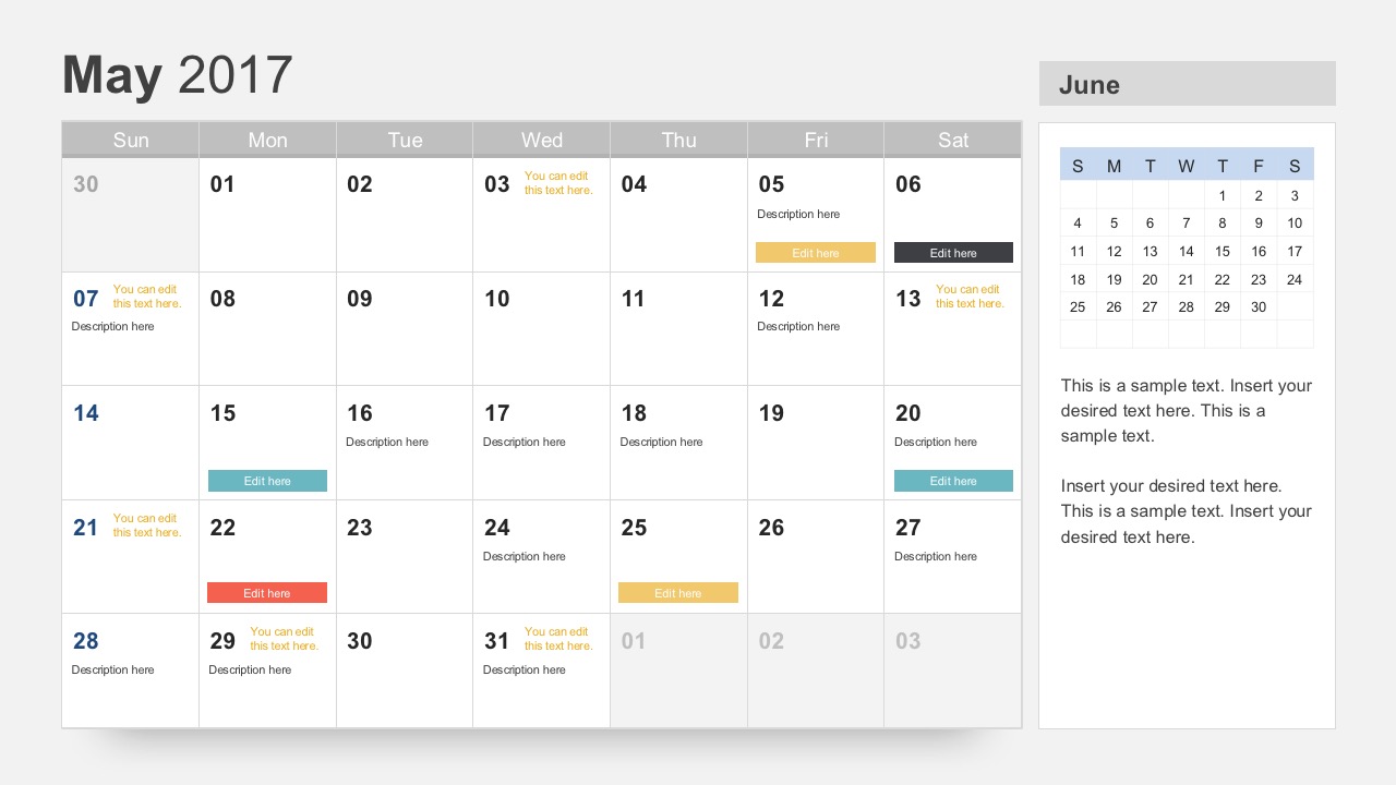Detail Powerpoint Calendar Template Free Nomer 20