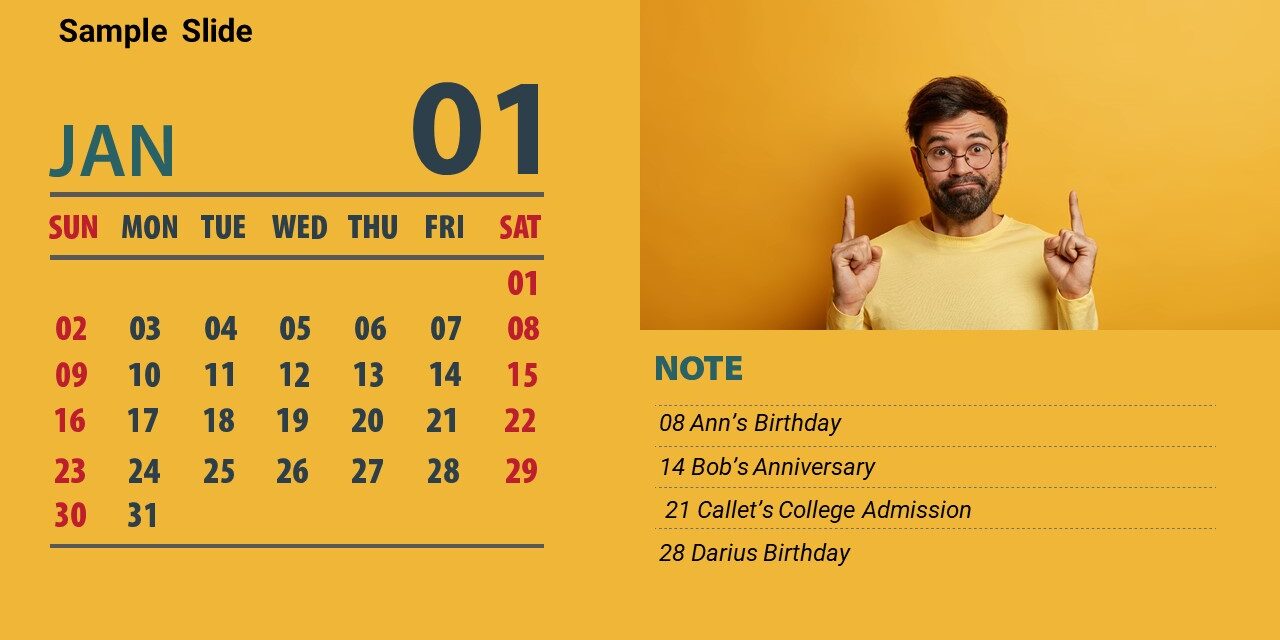 Detail Powerpoint Calendar Template Free Nomer 30