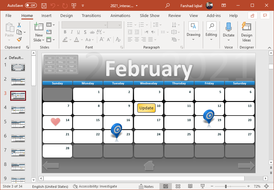 Detail Powerpoint Calendar Template Free Nomer 4