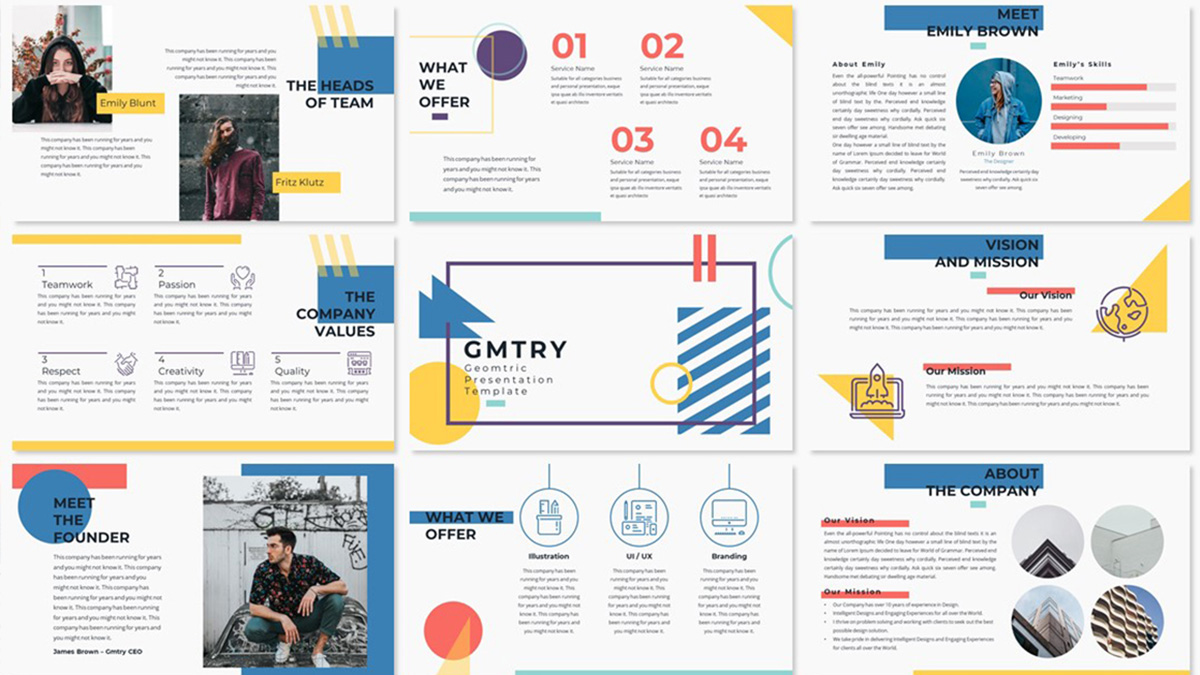 Detail Powerpoint Template Geometric Nomer 21