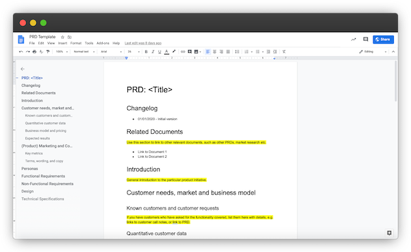 Prd Template Google Docs - KibrisPDR