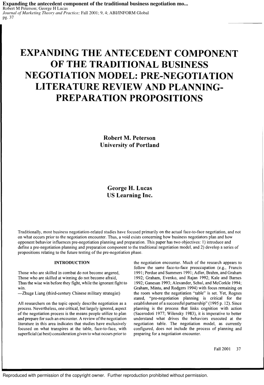 Detail Pre Negotiation Plan Template Nomer 50