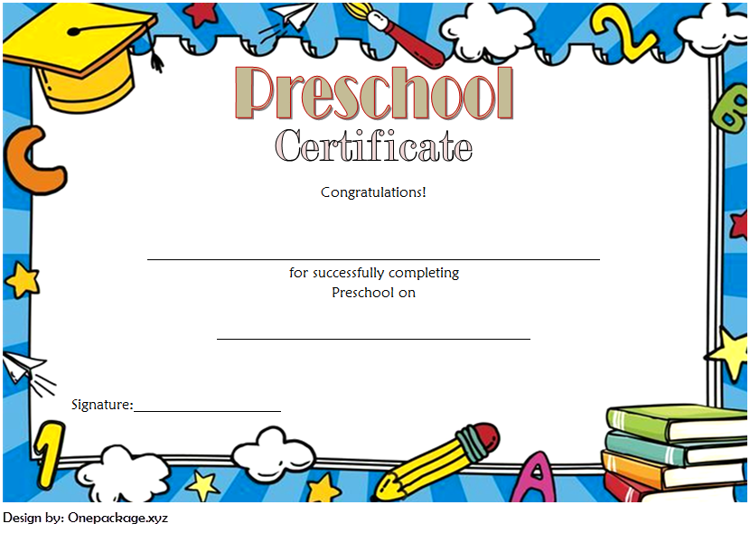 Detail Preschool Diploma Certificate Template Nomer 11