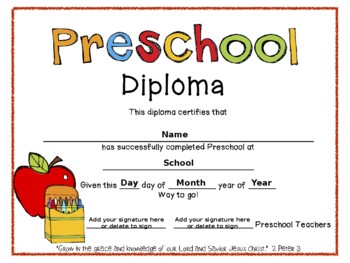 Detail Preschool Diploma Certificate Template Nomer 20