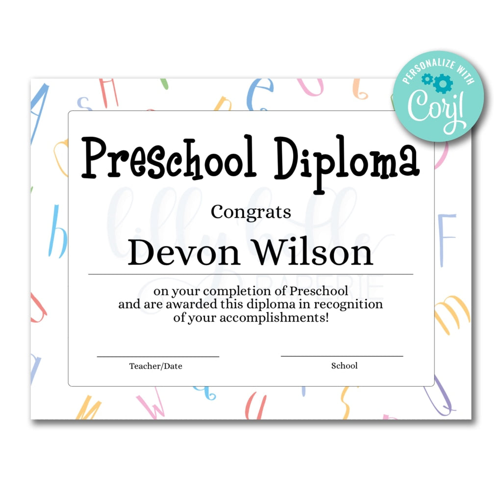 Detail Preschool Diploma Certificate Template Nomer 39