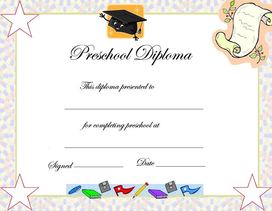 Detail Preschool Diploma Certificate Template Nomer 7