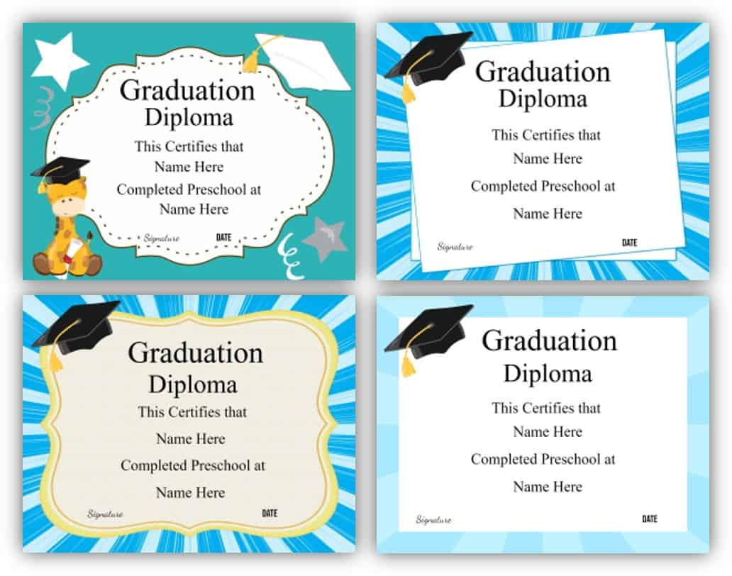 Detail Preschool Diploma Certificate Template Nomer 9