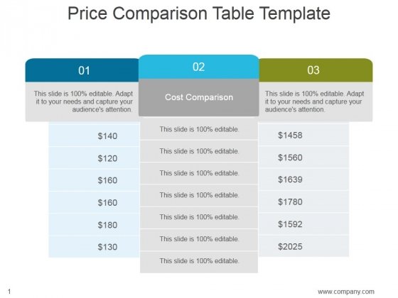 Detail Price Comparison Template Nomer 46