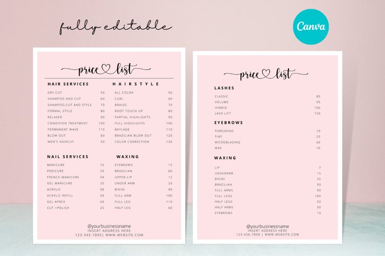 Detail Price List Template Nomer 19