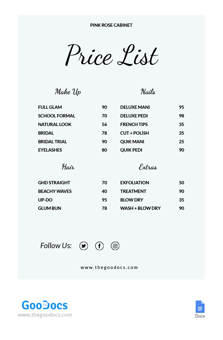 Detail Price List Template Nomer 25