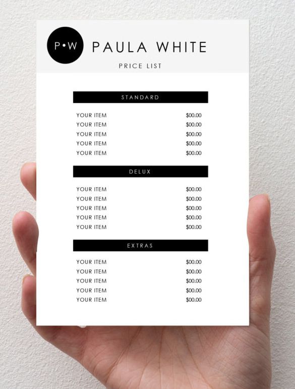 Detail Price List Template Nomer 6