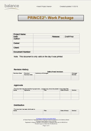 Detail Prince2 Work Package Template Nomer 5