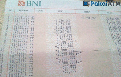 Detail Print Buku Tabungan Bni Nomer 3