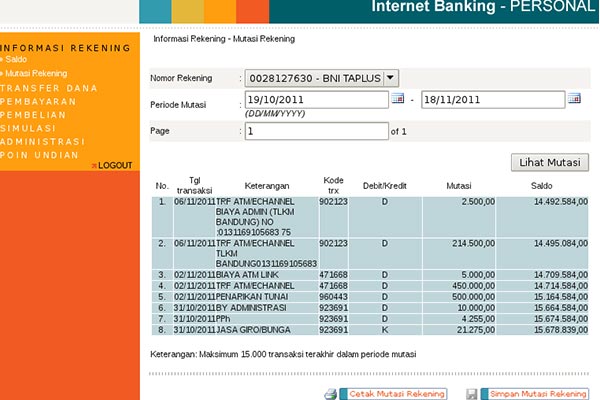 Detail Print Buku Tabungan Bni Nomer 28