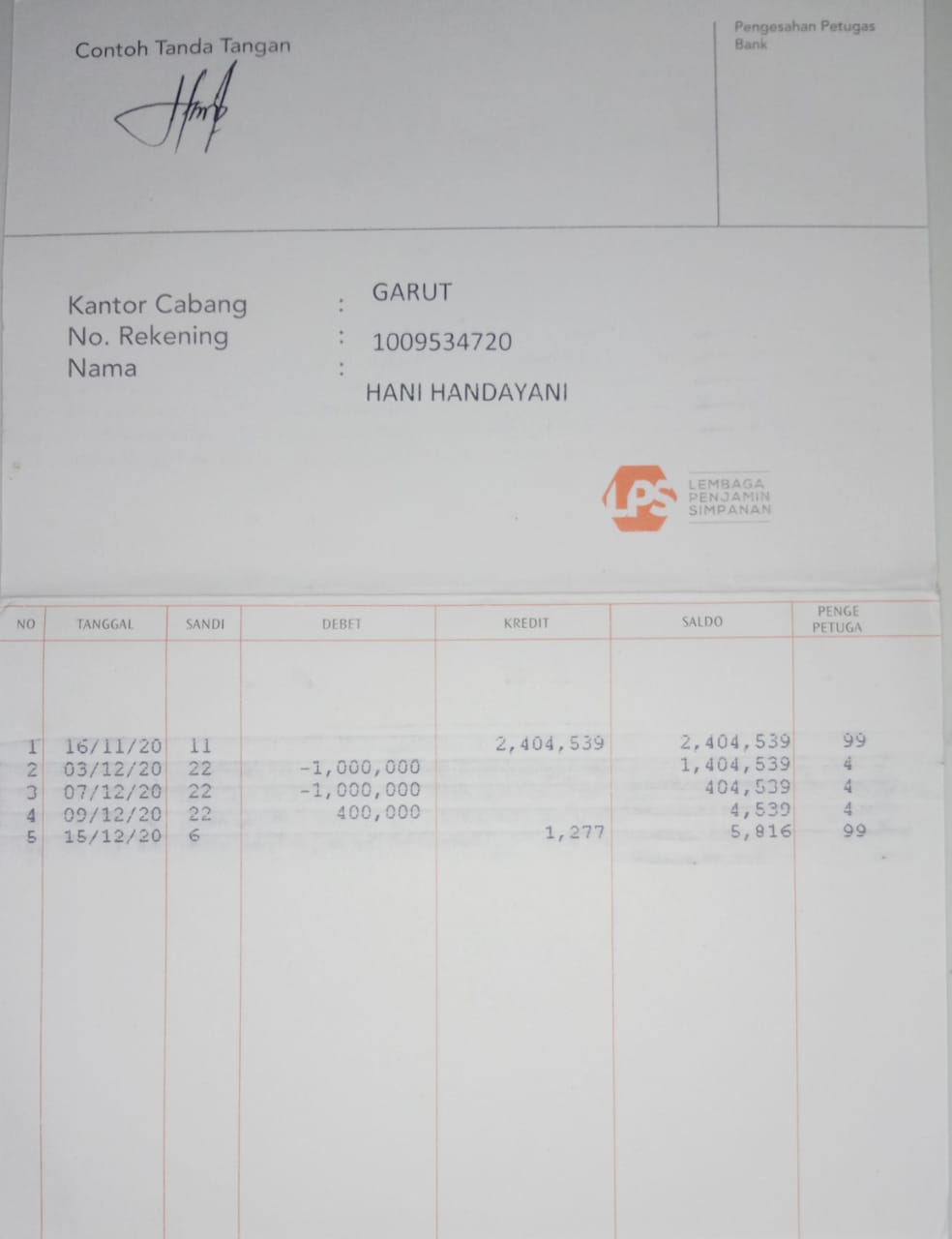 Detail Print Buku Tabungan Bni Nomer 35