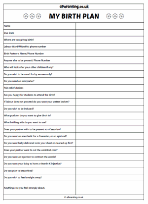 Detail Printable Birth Plan Template Nomer 45