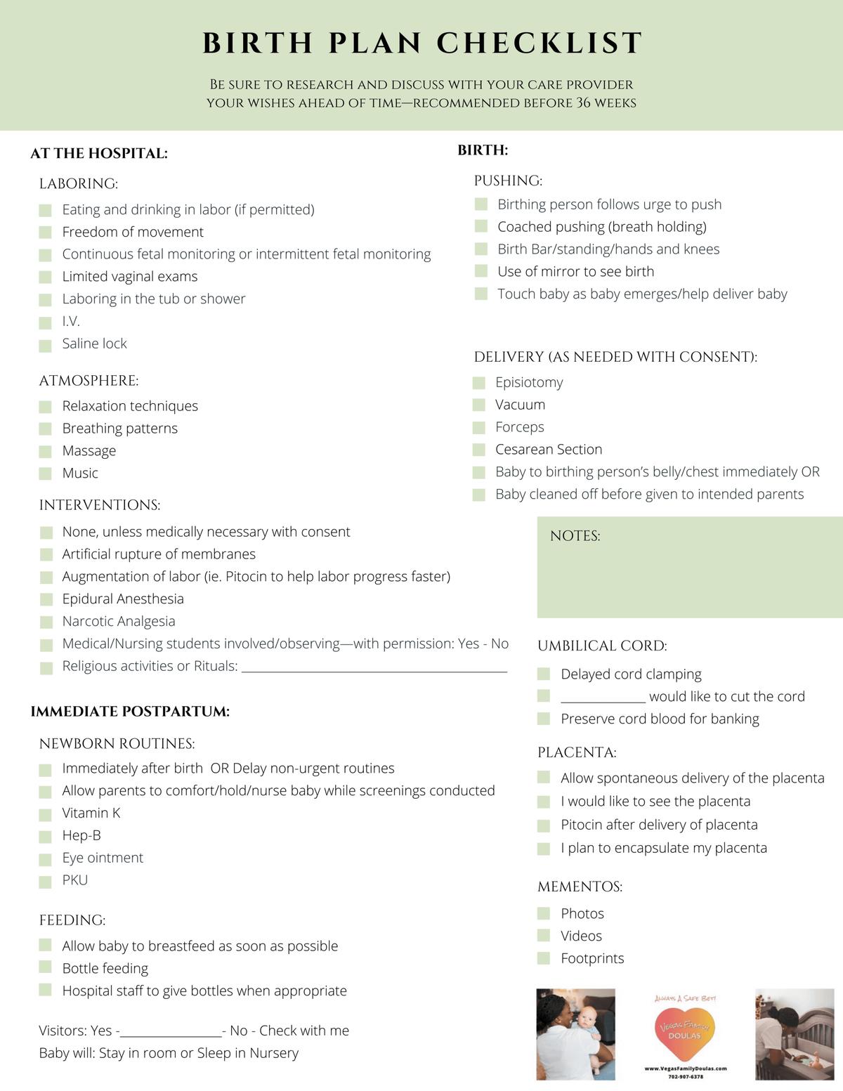 Detail Printable Birth Plan Template Koleksi Nomer 9