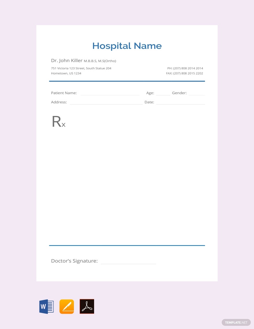 Printable Editable Prescription Template - KibrisPDR