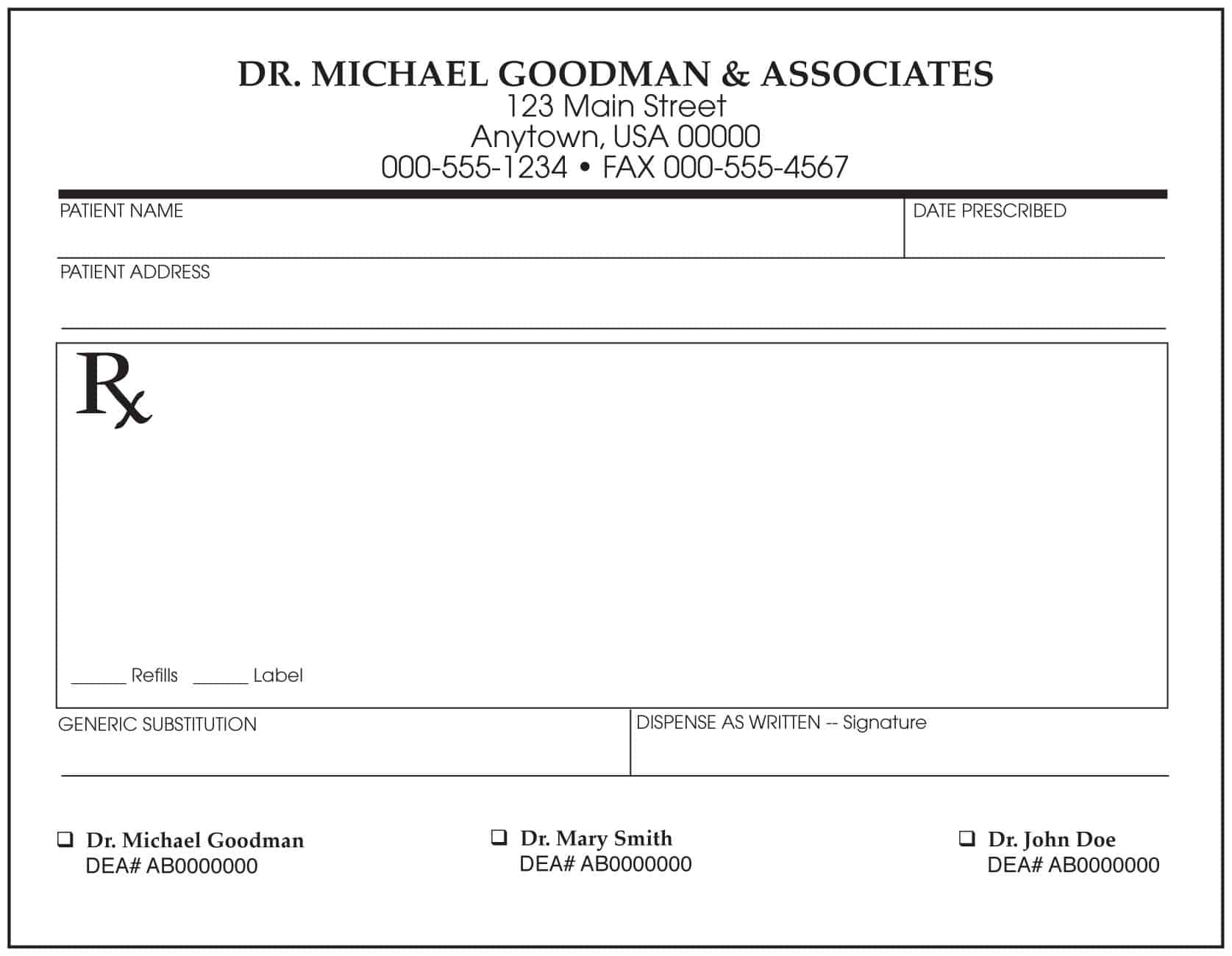 Detail Printable Editable Prescription Template Nomer 22